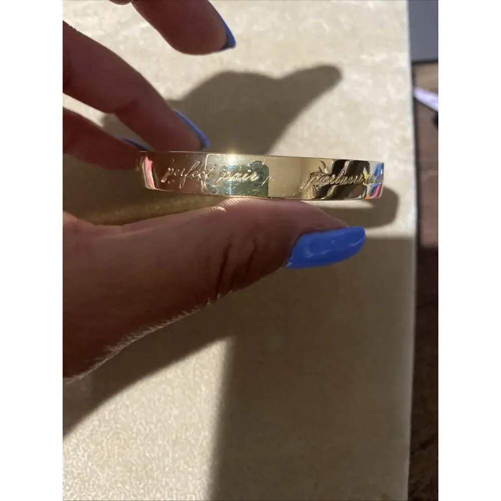 Kate Spade Bracelet Gold Tone Bangle Best Friend Ever Engraved Bridesmaid - Picture 3 of 6